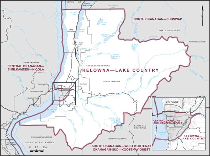 Carte de la circonscription de Kelowna—Lake Country