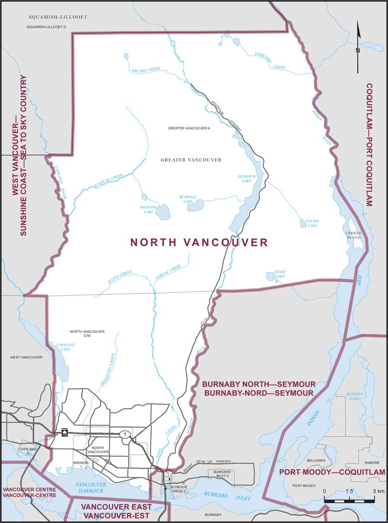 Carte de la circonscription de North Vancouver