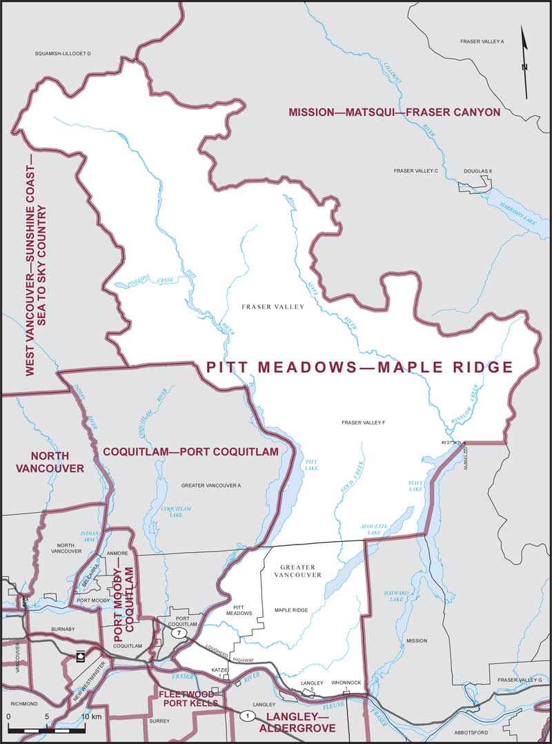 Carte de la circonscription de Pitt Meadows—Maple Ridge