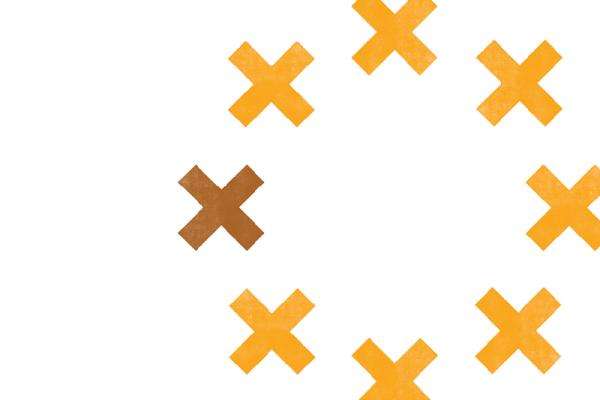 Huit « X » jaunes placés de manière à former un cercle.