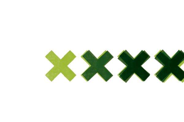 Une rangée de « X » verts.