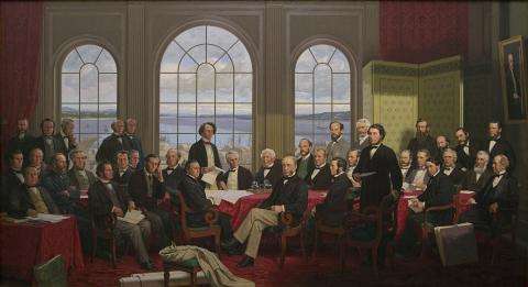 Peinture représentant les Pères de la Confédération.