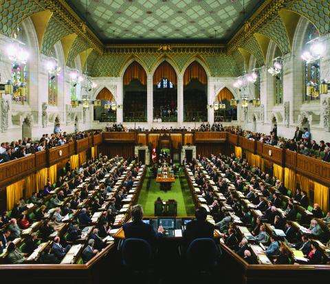 Photographie de la Chambre des communes du Canada.